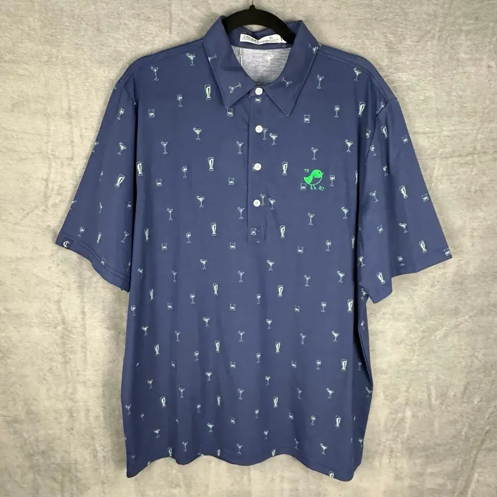 Criquet Polo Shirt Mens Extra Large Navy Cocktail Short Sleeve Golf Performance